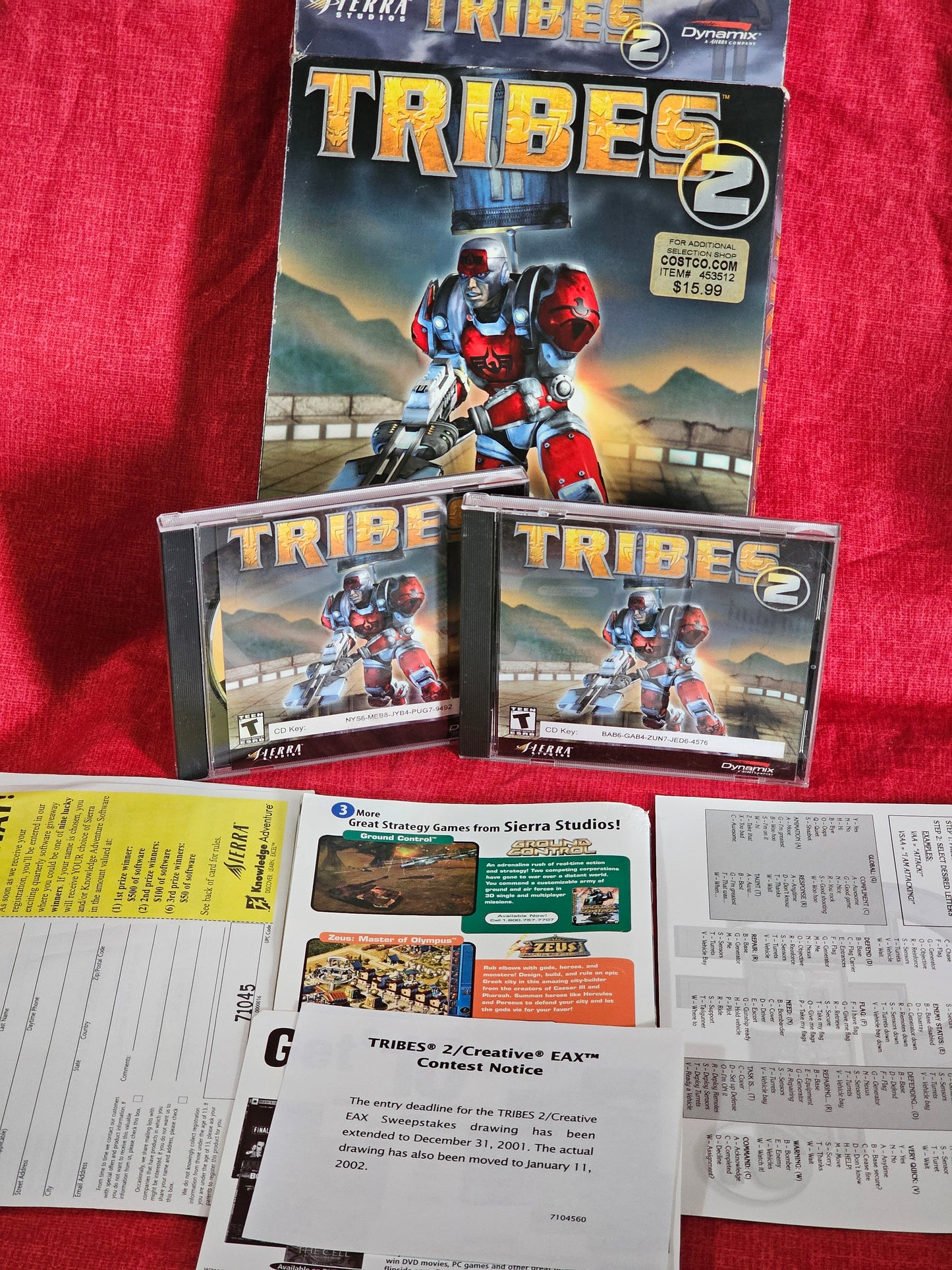 Tribes 2 PC CD ROM Game BIG BOX Dynamix Sierra Studios Complete 2001 Vintage Gaming Y2K Videogames