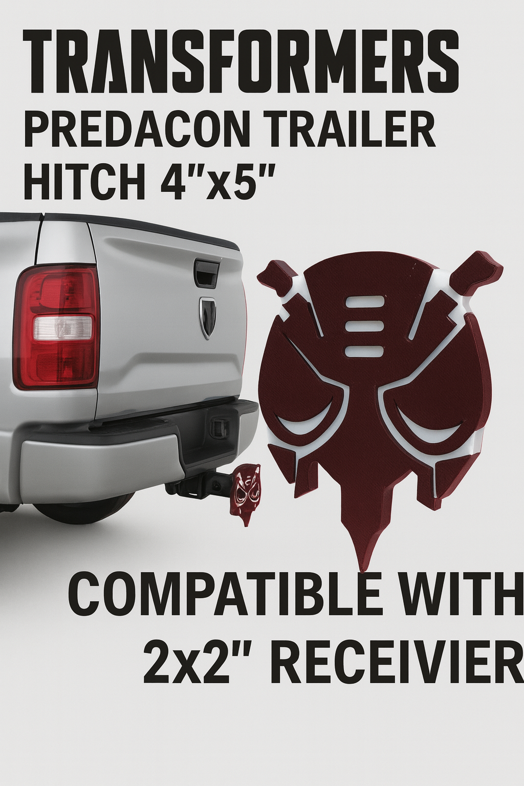 Transformers Predacon Cover Plug Cap Tow Hitch fits 2" Receivers Custom Made USA