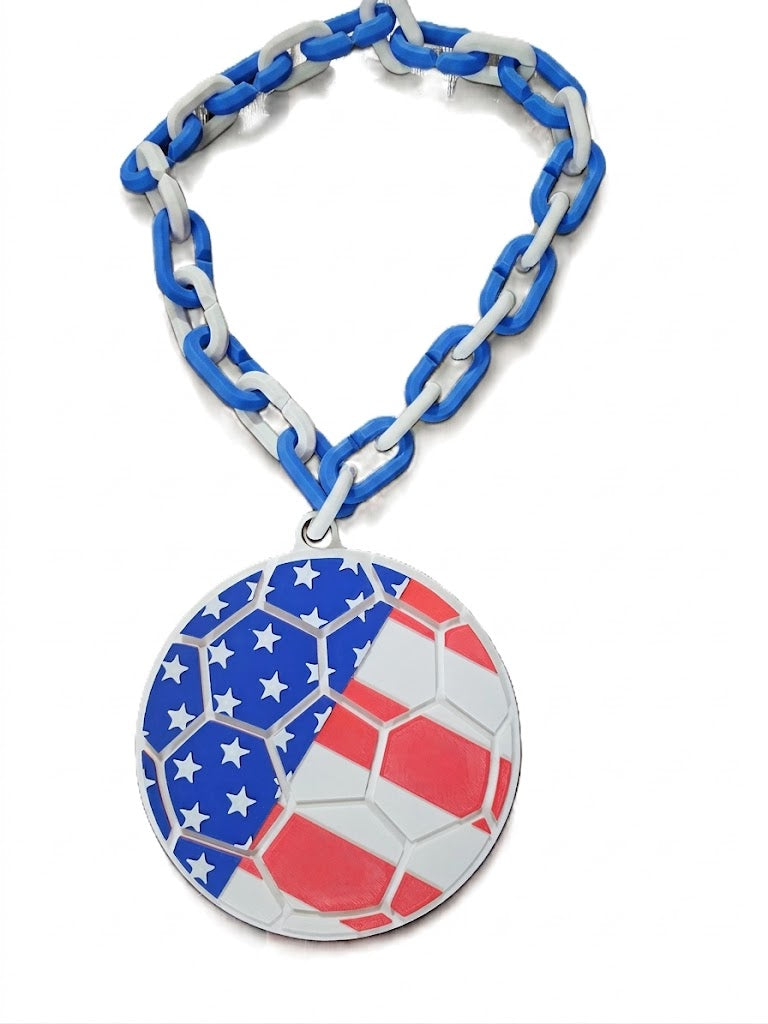 in – 8" Pendant 32" ChaiUSA Flag Soccer Ball Hype Chan Stars and Stripes FIFA World Cup Necklace for USMNT USWNT Fans Gifts