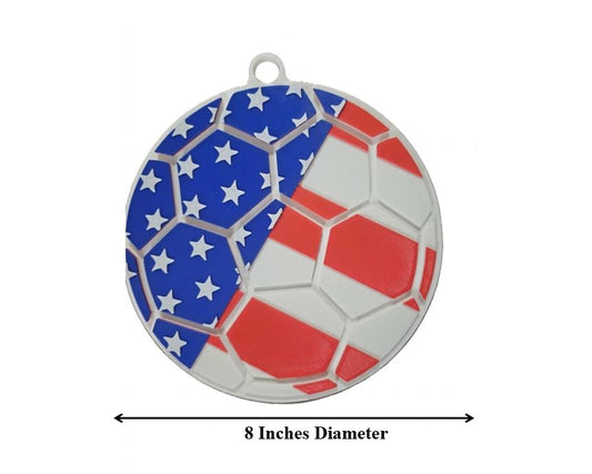 USA Flag Soccer Ball Hype Chain – 8" Pendant 32" Chain Stars and Stripes FIFA World Cup Necklace for USMNT USWNT Fans