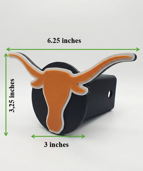 Orange UT University of Texas Longhorns Cover Plug Cap Tow Hitch 2" Receiver Ford Chevy Dodge Jeep Ram Nissan Honda College Sports