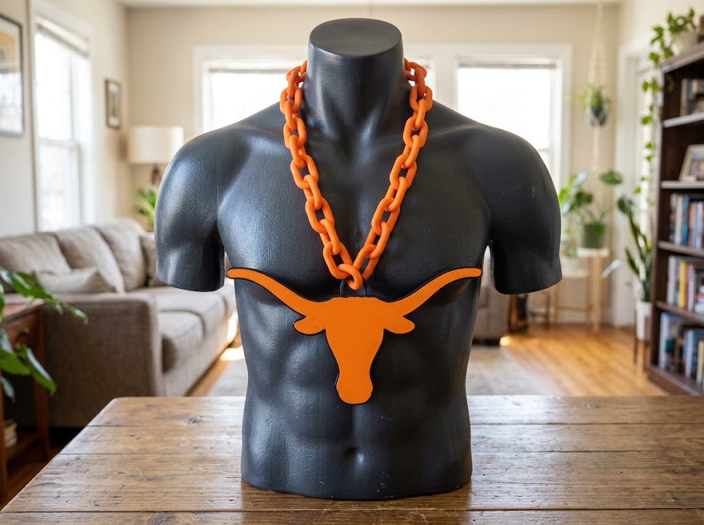 University of Texas Hype Chain Burnt Orange Big Link Necklace Game Day Fan Longhorns Accessory