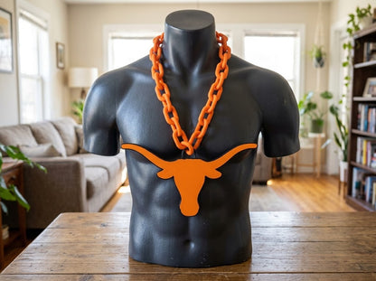 University of Texas Hype Chain Burnt Orange Big Link Necklace Game Day Fan Longhorns Accessory