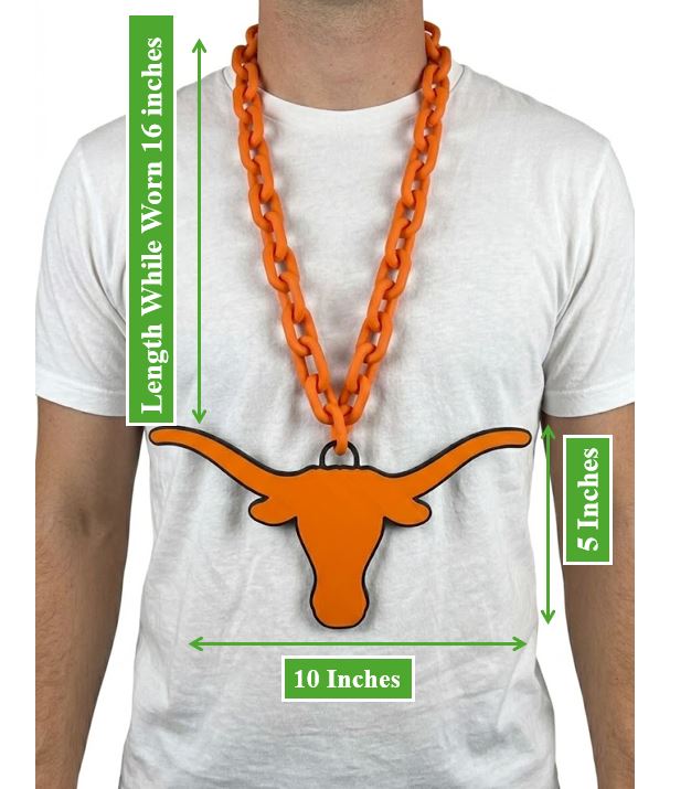 University of Texas Hype Chain Burnt Orange Big Link Necklace Game Day Fan Longhorns Accessory