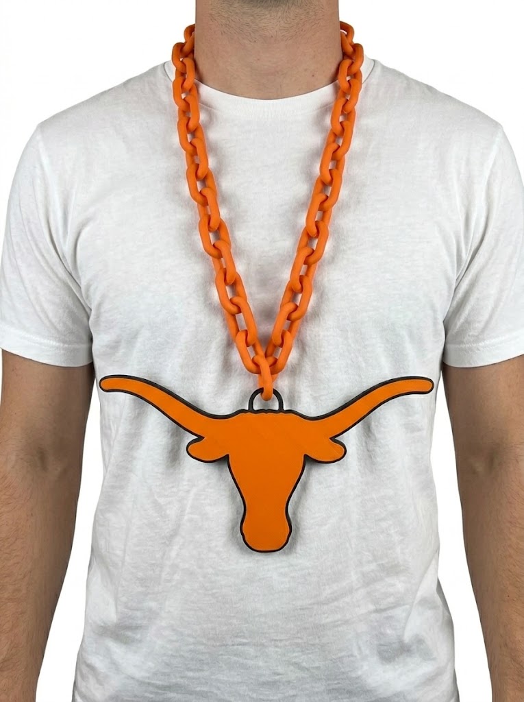 University of Texas Hype Chain Burnt Orange Big Link Necklace Game Day Fan Longhorns Accessory