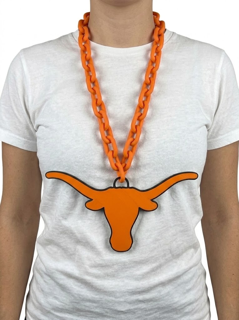 University of Texas Hype Chain Burnt Orange Big Link Necklace Game Day Fan Longhorns Accessory