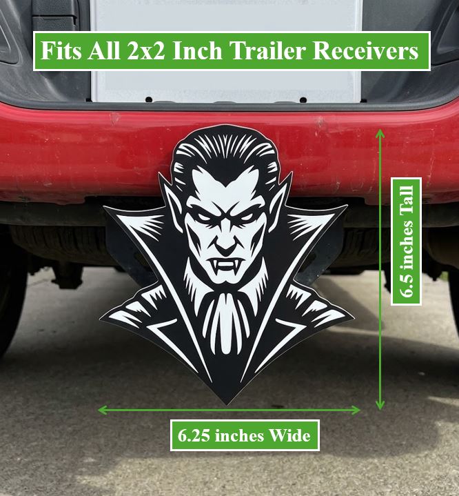 Dracula Vampire Halloween Hitch Cover Trailer Plug Cap Gift Truck SUV Decor Spooky Gothic