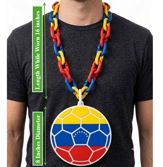 Venezuela Soccer Football World Cup Hype Chain Necklace - Vinotinto FIFA Jewelry | Venezuela Futbol Fan Chain for Matchday