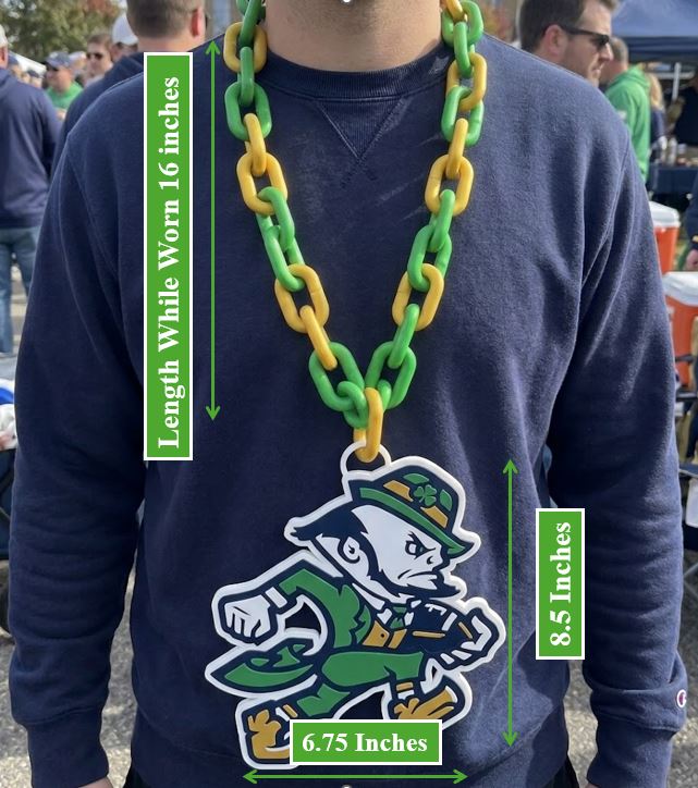 Notre Dame Hype Chain Big Chain Link Necklace Gold Blue Fighting Irish Game Day Fan Accessory