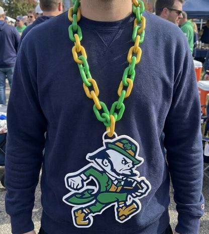Notre Dame Hype Chain Big Chain Link Necklace Gold Blue Fighting Irish Game Day Fan Accessory
