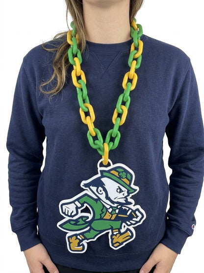 Notre Dame Hype Chain Big Chain Link Necklace Gold Blue Fighting Irish Game Day Fan Accessory